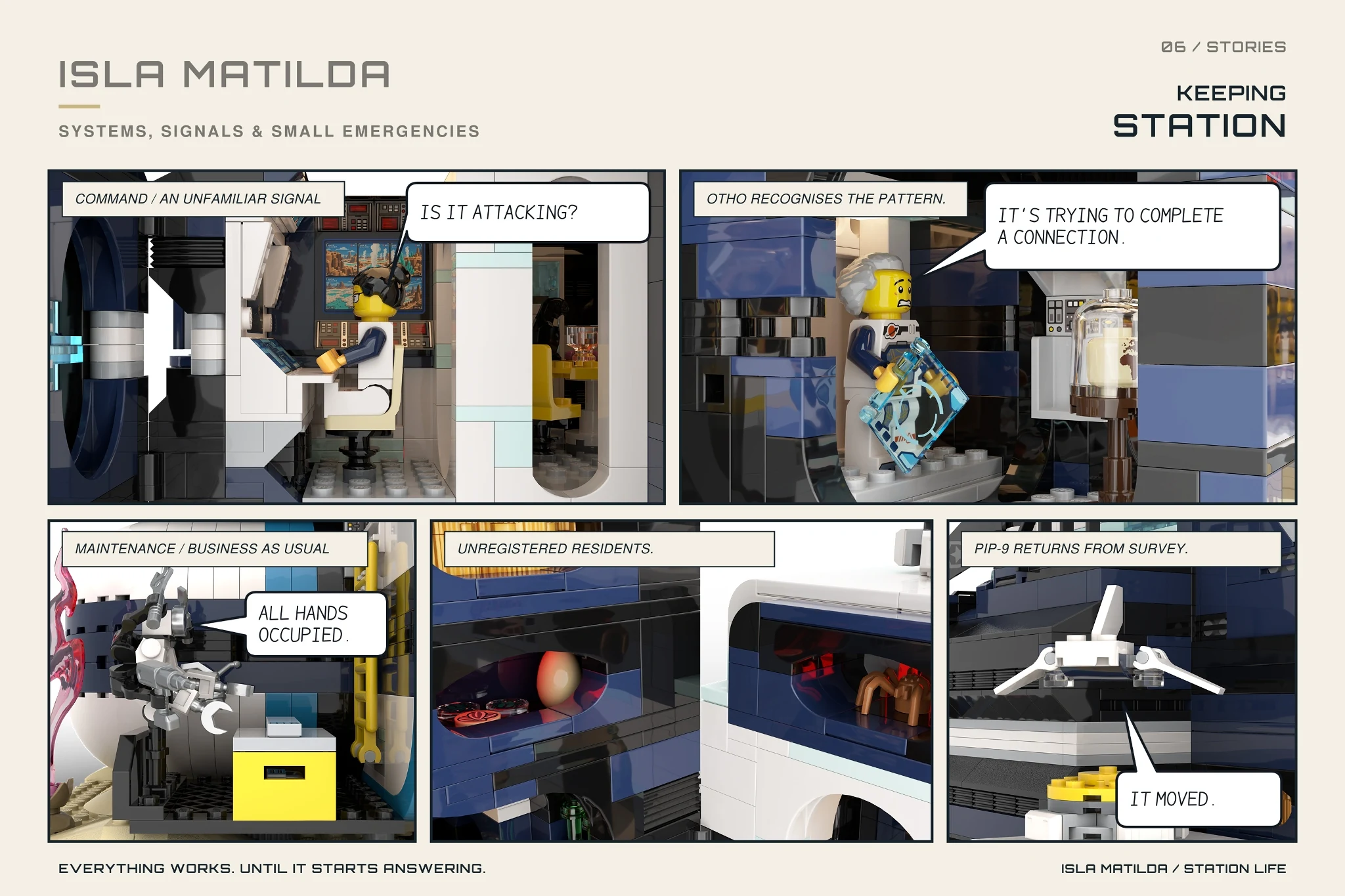 Comic: an unfamiliar signal, Otho recognising a pattern and a busy maintenance robot