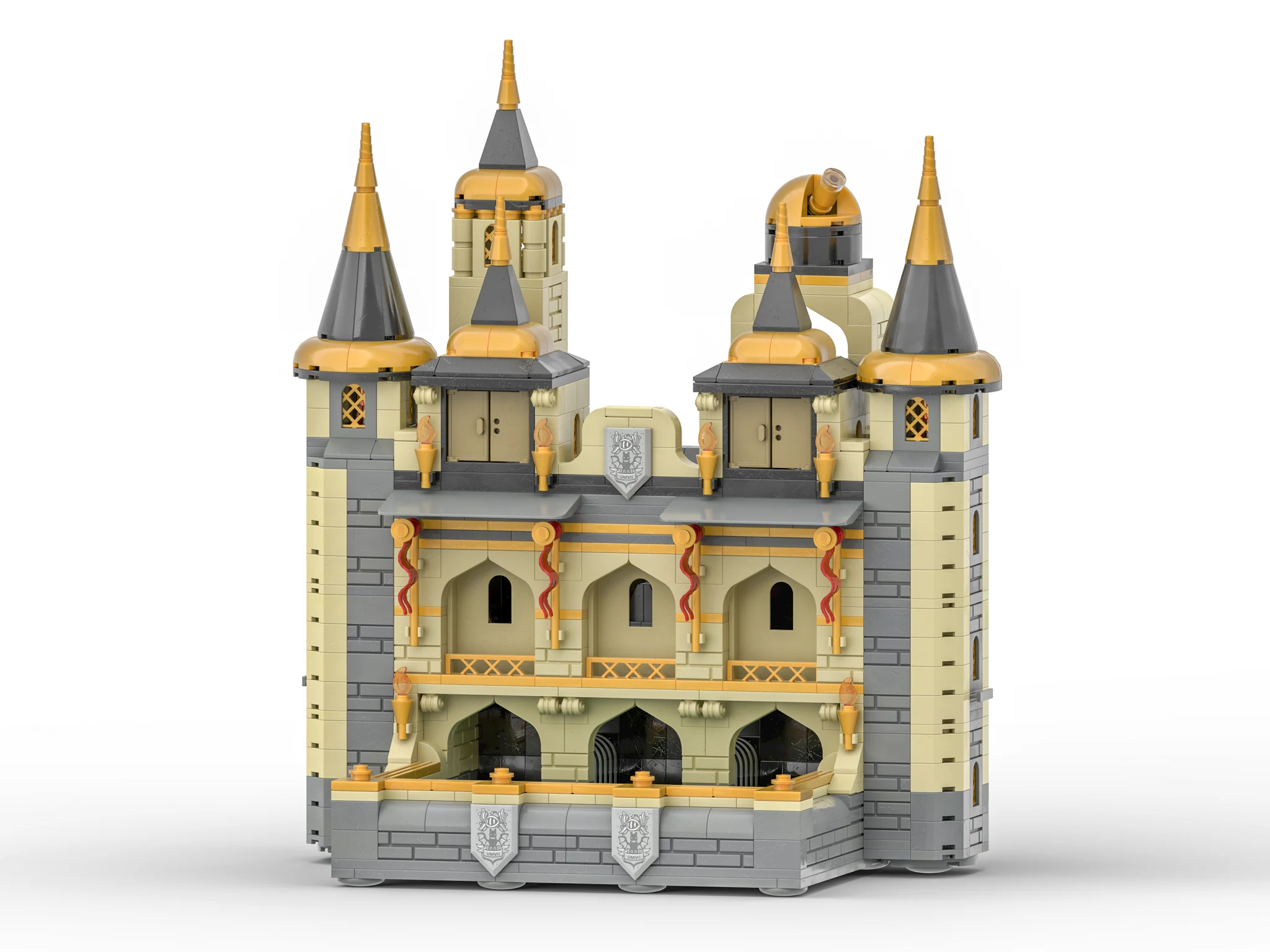 Front elevation of the dice tower with its side towers folded in