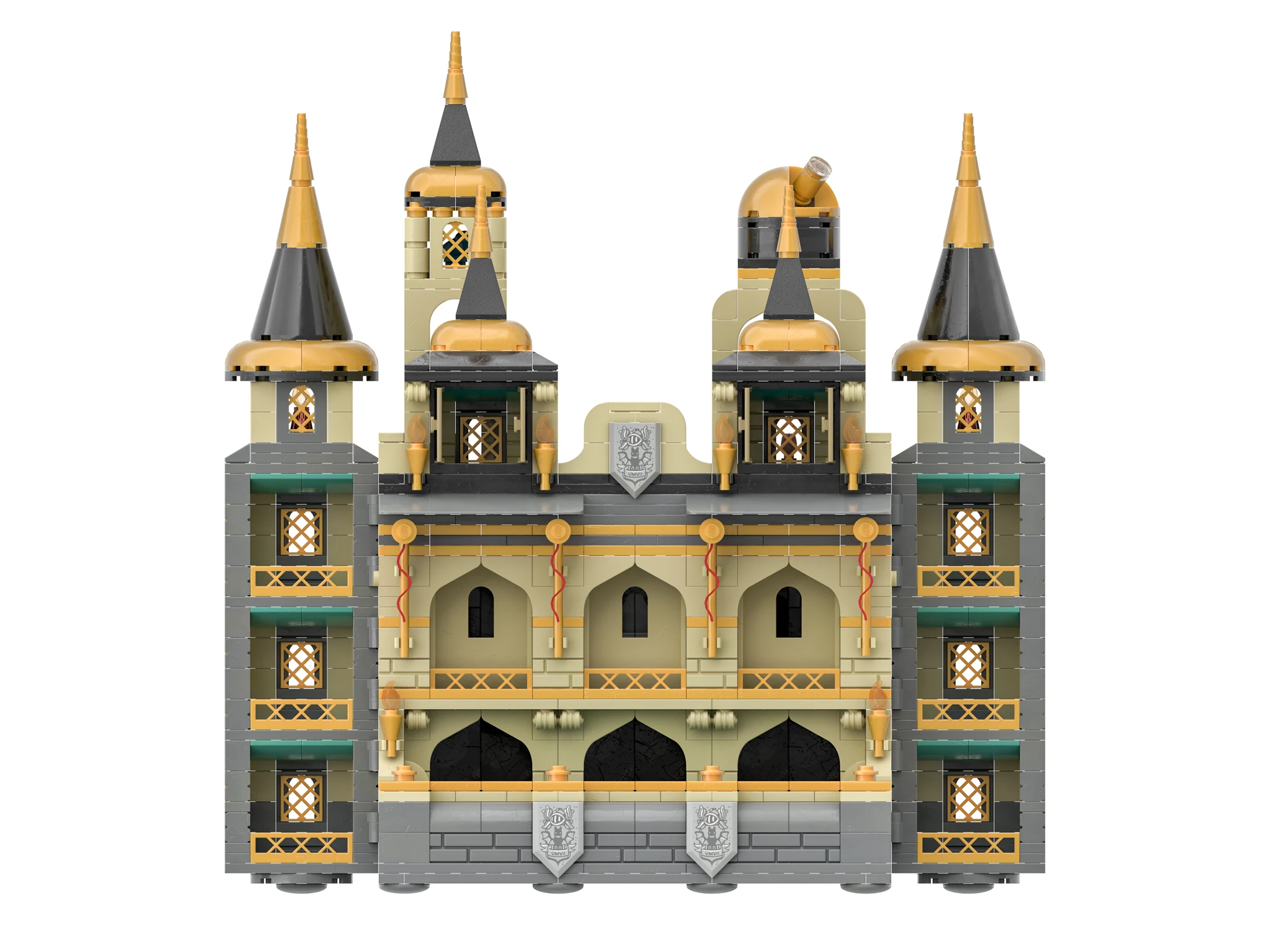Front elevation of the dice tower with both side towers folded outward